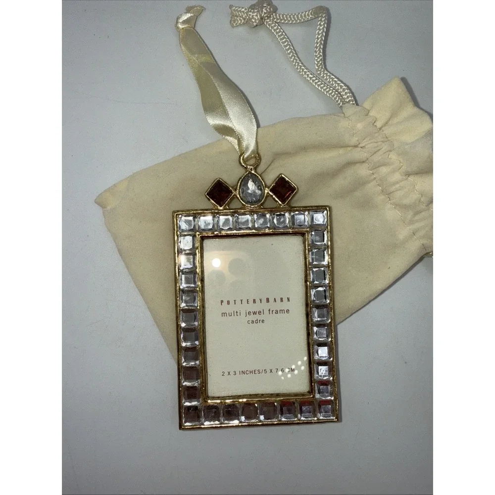 Pottery Barn Multi Jewel Hanging Frame~ornament~2x3 in~Christmas~In Dust BAG~NEW